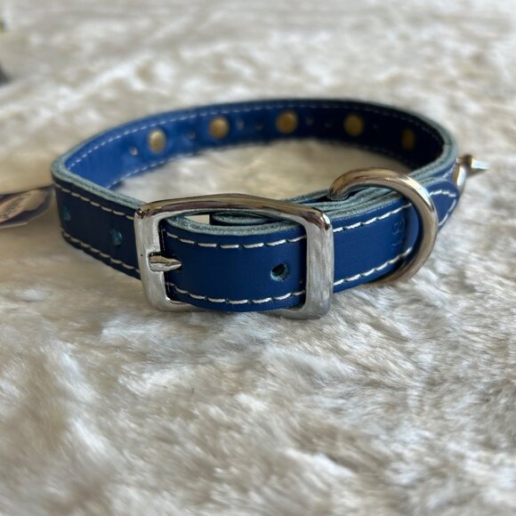 NWT OmniPet Signature Blue Leather Studded Dog Collar 18" - Picture 2 of 6